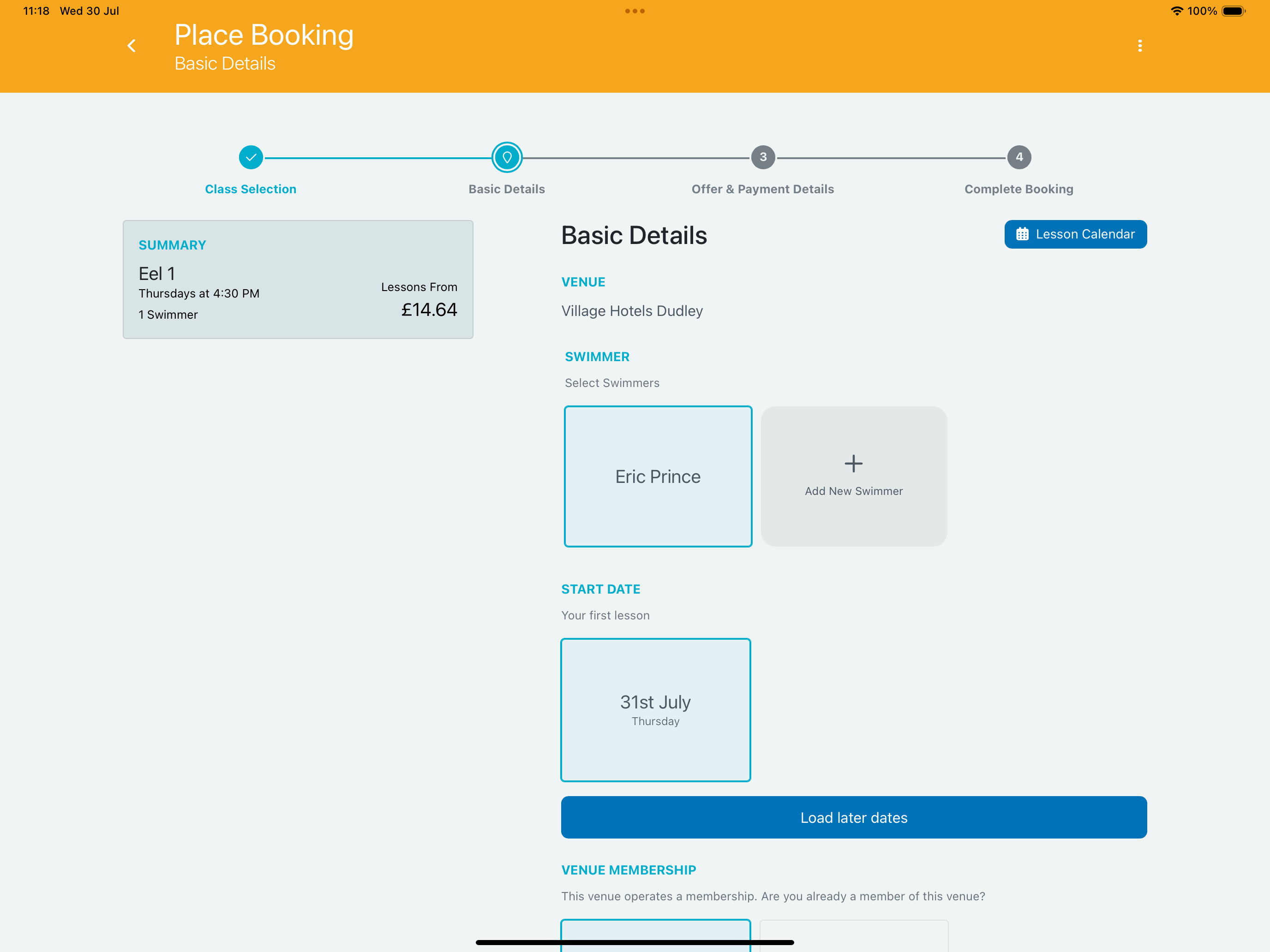 Screenshot of the Franscape Booking System Screenshot of the Franscape Booking System